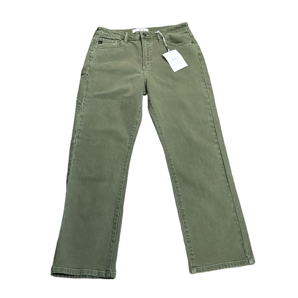 NEW! KanCan High Rise Carpenter Jeans Size 6 Olive Green Straight Leg